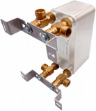 Lemezes hőcserélő tartókonzol, kompatibilis minden 3/4"-os bekötéssel rendelkező hőcserélővel