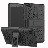 Lenovo Tab E7 (7.0) TB-7104F, Műanyag hátlap védőtok, Defender, kitámasztóval és szilikon belsővel, autógumi minta, fekete (RS86347) - Tablet tok