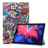 Lenovo Tab P11 (11.0) TB-J606F, mappa tok, graffiti minta, Trifold, színes (RS102459) - Tablet tok