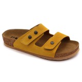 Leon Comfortstep 4050 sárga velúr női bőr papucs 36-41- Birkenstockhoz hasonlatos talppal