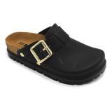 Leon Comfortstep 6000 fekete női bőr klumpa 36-41- Birkenstockhoz hasonlatos talppal