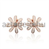 Levél mintájú fülbevaló strasszokkal fehér+rose arany