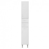 Leziter Bianca Plus 30 magas szekrény 1 ajtóval, 2 fiókkal, szennyestartóval, magasfényű fehér színben, jobbos
