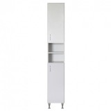 Leziter Bianca Plus 30 magas szekrény 2 ajtóval, nyitott, magasfényű fehér színben, univerzális