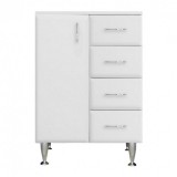 Leziter Bianca Plus 60 alacsony szekrény 1 ajtóval, 4 fiókkal,magasfényű fehér színben, balos