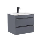 Leziter Cube 60 alsó fürdőszobabútor kerámia mosdóval 2 fiókos antracit szürke