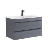 Leziter Cube 80 alsó fürdőszobabútor kerámia mosdóval 2 fiókos antracit szürke
