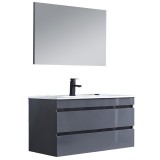 Leziter Cube Fürdőszobabútor 100 cm kerámia mosdóval 2 fiókos tükörrel 60x100 cm antracit szürke