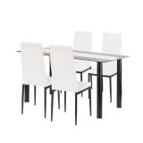 Leziter Denton 4+1 étkező garnitúra fehér-fekete