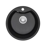 Leziter Dorin kerek egy medencés gránit mosogató fekete