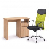Leziter Family Pro íróasztal szett 100x50x74 cm Fit forgószékkel sonoma tölgy-zöld