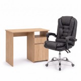 Leziter Family Pro íróasztal szett 100x50x74 cm Optima forgószékkel sonoma tölgy-fekete