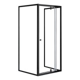 Leziter Flexi falsíkra szerelhető szögletes zuhanykabin 90x90 cm zuhanytálca nélkül fekete