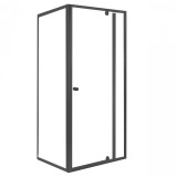 Leziter Flexi sarokba szerelhető aszimmetrikus zuhanykabin 80x90 cm zuhanytálca nélkül fekete