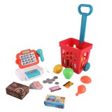 Leziter Játék bolti pénztárgép tele bevásárlókocsival, 32 db-os