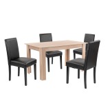 Leziter Leon 4+1 étkező garnitúra sonoma tölgy-fekete