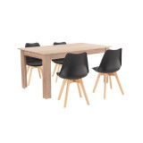 Leziter Lola 4+1 étkező garnitúra fekete-sonoma tölgy
