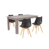 Leziter Lola 4+1 étkező garnitúra fekete-yorki tölgy