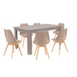 Leziter Lola 6+1 étkező garnitúra bézs-yorki tölgy