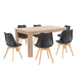 Leziter Lola 6+1 étkező garnitúra fekete-sonoma tölgy