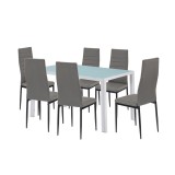 Leziter Mabel 6+1 étkező garnitúra szürke-fekete