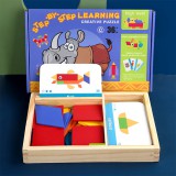 Leziter Mágneses tangram fajáték angol kártyákkal, haladó szint