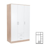 Leziter Miami gardróbszekrény 120x205 cm fehér-sonoma tölgy