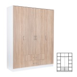 Leziter Miami gardróbszekrény 160x205 cm sonoma tölgy-fehér