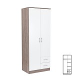 Leziter Miami gardróbszekrény 80x205 cm fehér-yorki tölgy