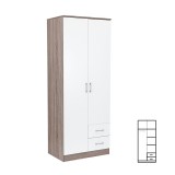 Leziter Miami gardróbszekrény 80x205 cm fehér-yorki tölgy