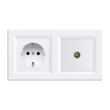 Leziter Nova földelt csatlakozóaljzat dugalj 16A 250V TV csatlakozóval fehér kerettel