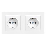 Leziter Nova földelt csatlakozóaljzat kettős dugalj 16A 250V fehér kerettel