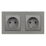 Leziter Nova földelt csatlakozóaljzat kettős dugalj 16A 250V szürke kerettel