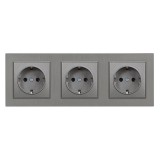 Leziter Nova III három földelt csatlakozóaljzat dugalj 16A 250V szürke kerettel