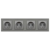 Leziter Nova IV négy földelt csatlakozóaljzat dugalj 16A 250V szürke kerettel
