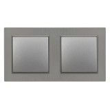 Leziter Nova kettős egy áramkörös egypólusú kapcsoló 10A 250V 101 szürke kerettel