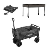 Leziter Összecsukható prémium kerti strandkocsi tetővel szürke