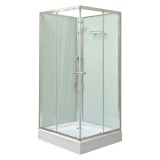 Leziter Polo White II szögletes fehér hátfalas zuhanykabin, akril zuhanytálcával, 80x80x195 cm-es méretben