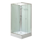Leziter Polo White II szögletes fehér hátfalas zuhanykabin, akril zuhanytálcával, 90x90x195 cm-es méretben