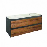 Leziter Porto 120 alsó fürdőszoba bútor mosdóval antracit-country tölgy színben