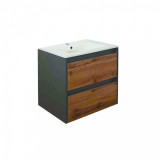 Leziter Porto 60 alsó fürdőszoba bútor mosdóval antracit-country tölgy színben