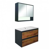 Leziter Porto 80 komplett fürdőszoba bútor antracit-country tölgy színben