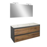 Leziter Porto Prime 120 komplett fürdőszoba bútor antracit-country tölgy színben