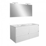 Leziter Porto Prime 120 komplett fürdőszoba bútor tükörfényes fehér színben
