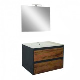 Leziter Porto Prime 80 komplett fürdőszoba bútor antracit-country tölgy színben