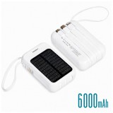 Leziter Powerbank napelemmel 4 töltőkábellel 6000mAH