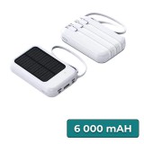 Leziter Powerbank napelemmel 4 töltőkábellel 6000mAH fehér