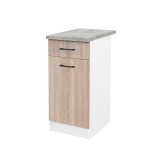 Leziter Praktik 40 alsó szekrény 1 ajtós 1 fiókos, fehér-sonoma tölgy