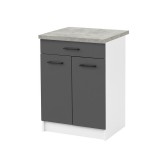 Leziter Praktik 60 alsó szekrény 2 ajtós 1 fiókos, fehér-antracit