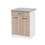 Leziter Praktik 60 alsó szekrény 2 ajtós 1 fiókos, fehér-sonoma tölgy